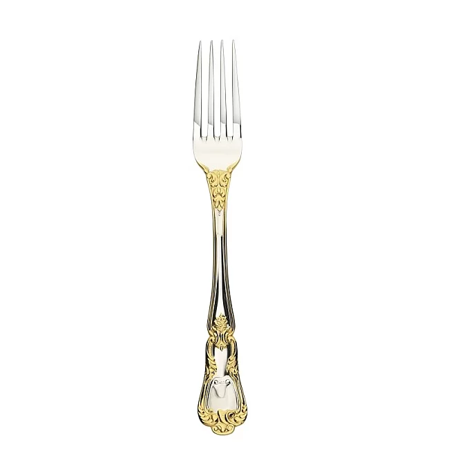 Pozlacená stříbrná jídelní vidlička 20 cm