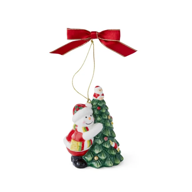 Tree Hugger Snowman Ornament 9 cm