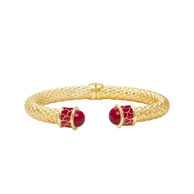 Náramek Minoan Ruby Jewel Gold Hinged Torque