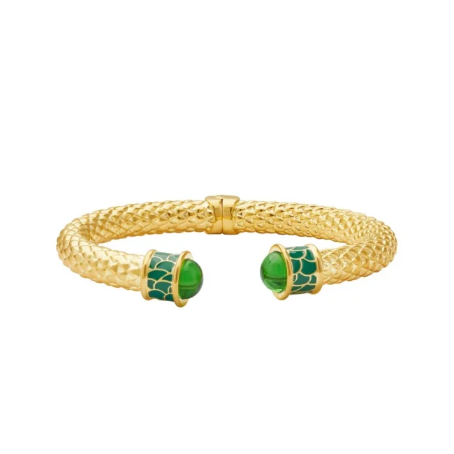 Náramek Minoan Emerald Jewel Gold Hinged Torque